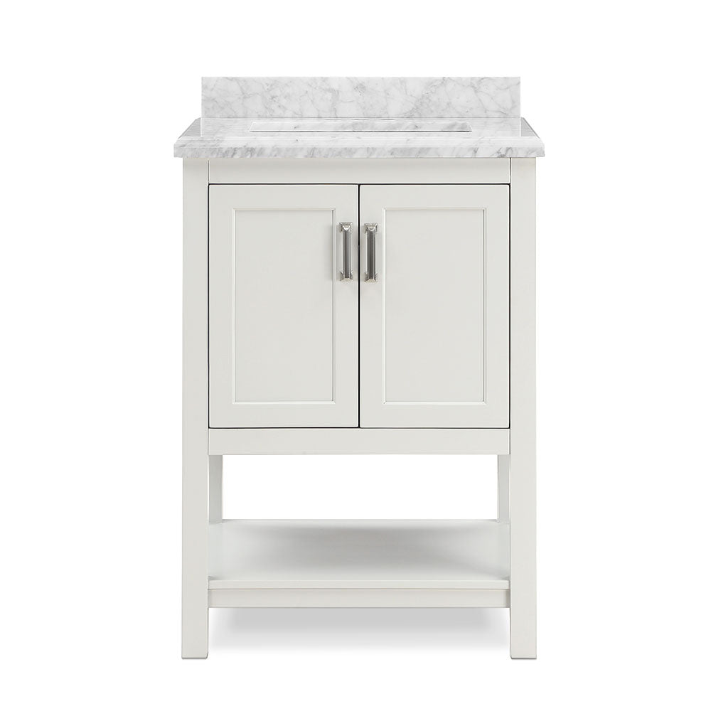 Affinity 25" Single Sink Vanity in White & Gray Carrara Marble Top