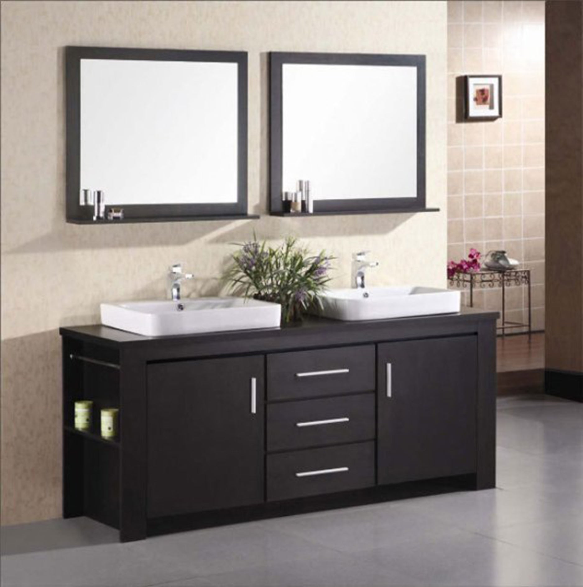 Washington 72" Double Sink Vanity with Wood Vanity Top and Mirror