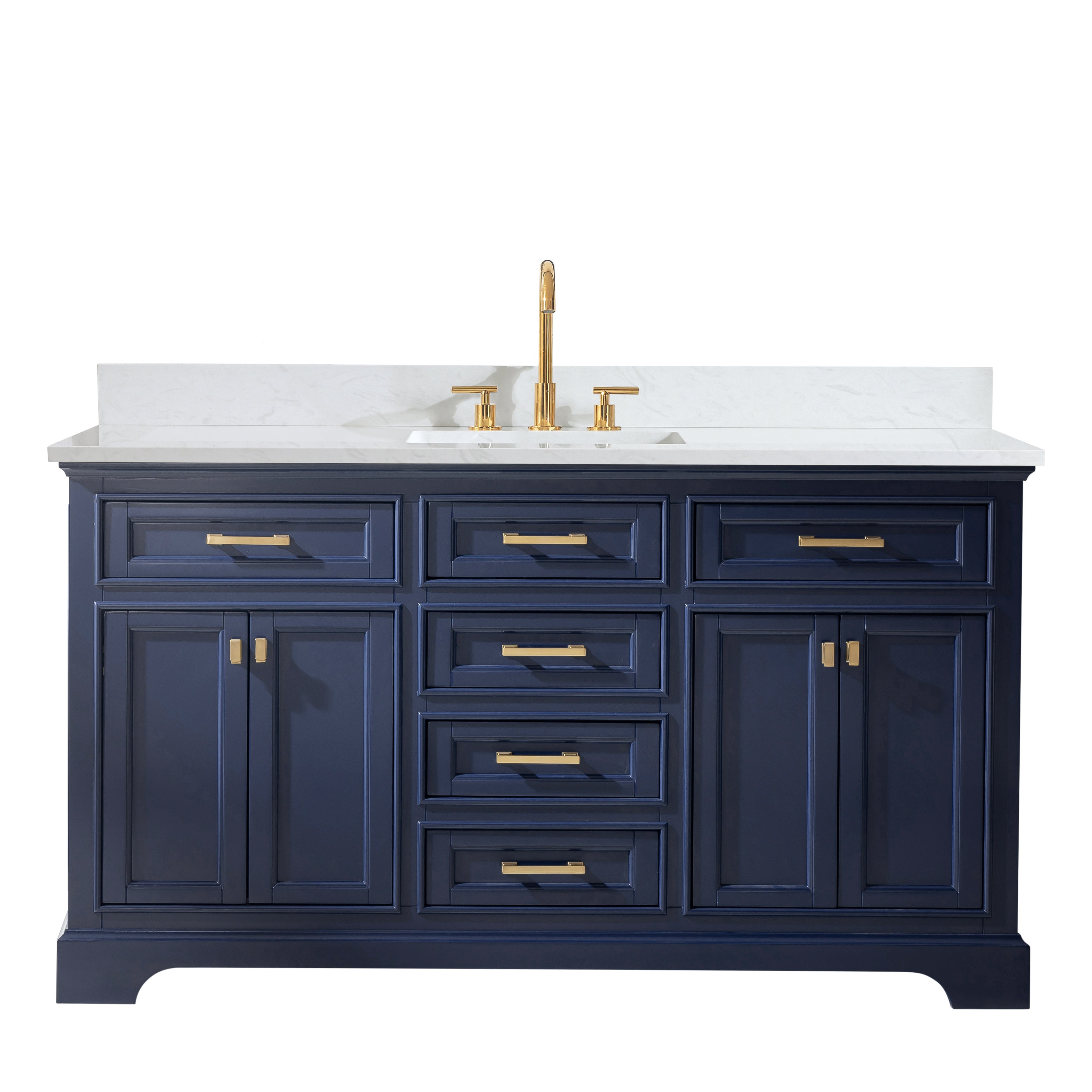 Milano 60" Single Sink Vanity with White Quartz Top