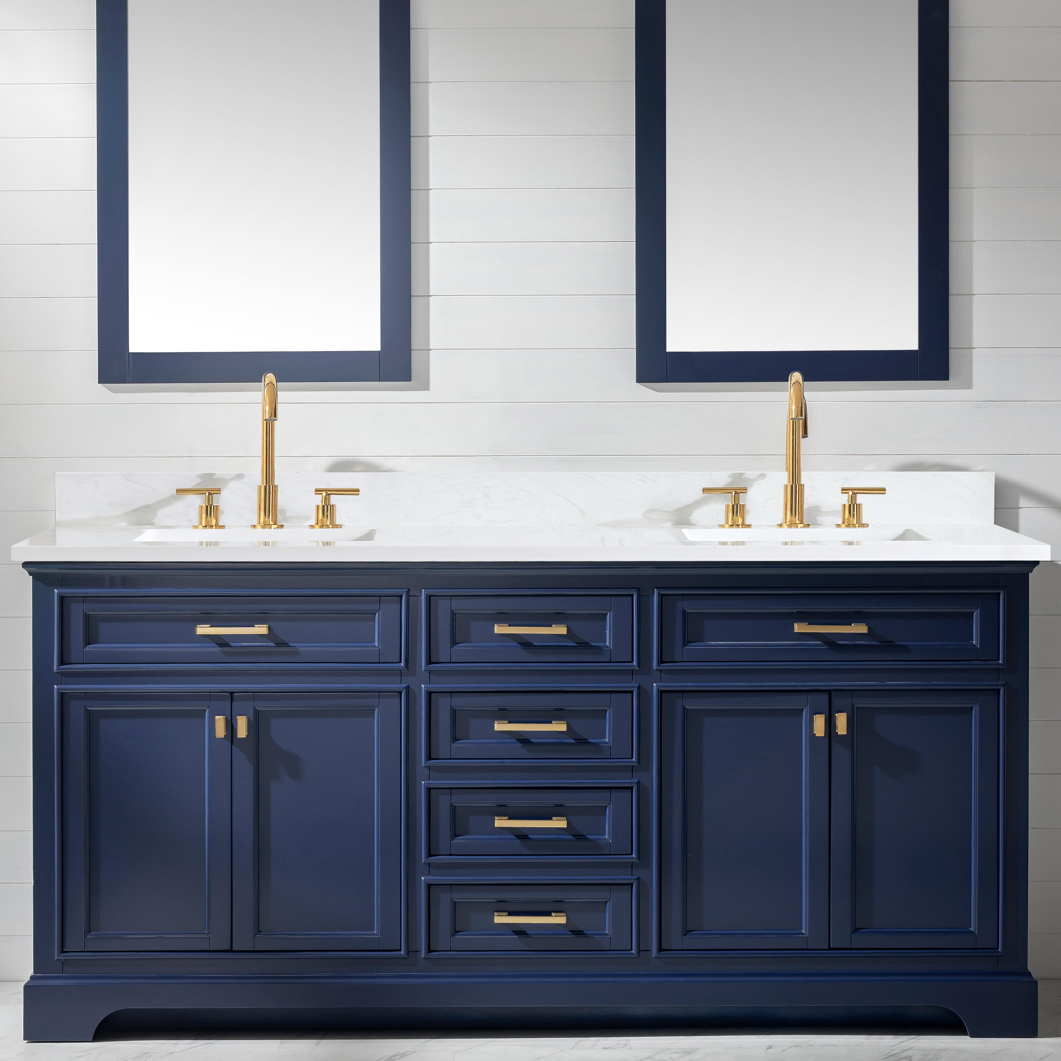 Milano 72" Double Sink Vanity with White Quartz Top