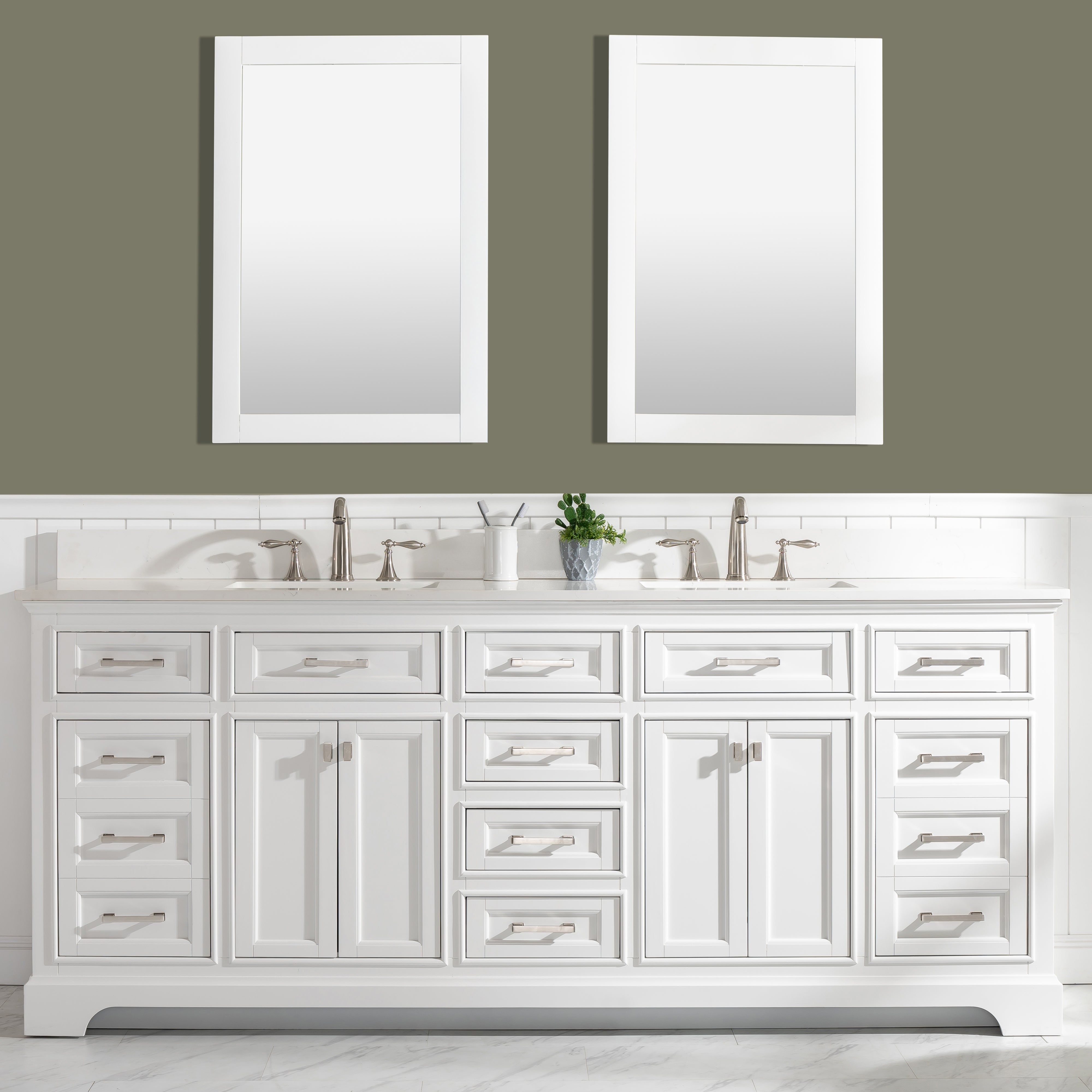 Milano 84" Double Sink Vanity with White Quartz Top