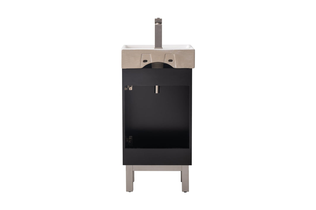 Stella 16.5" Single Sink Vanity with Porcelain Top - Design Element Bath Kitchen - Bathroom Vanity - Navy with Satin Gold Hardware