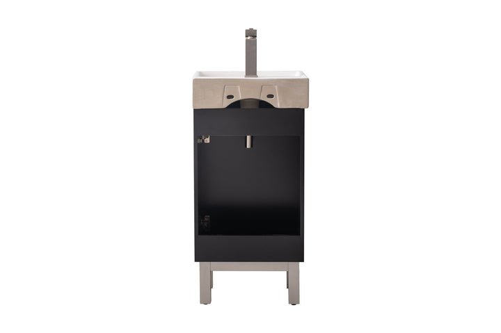 Stella 16.5" Single Sink Vanity with Porcelain Top - Design Element Bath Kitchen - Bathroom Vanity - Navy with Satin Gold Hardware