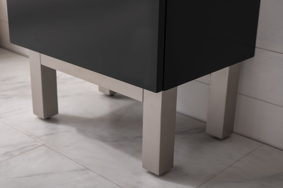 Stella 16.5" Single Sink Vanity with Porcelain Top - Design Element Bath Kitchen - Bathroom Vanity - Navy with Satin Gold Hardware