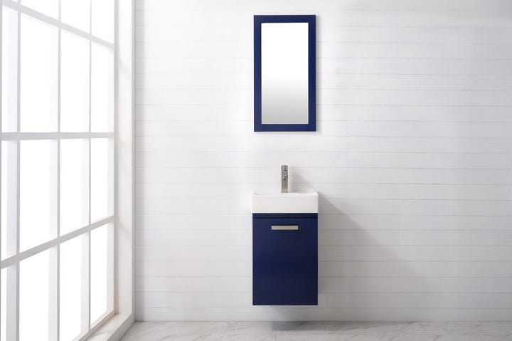 Stella 16.5" Single Sink Vanity with Porcelain Top - Design Element Bath Kitchen - Bathroom Vanity - Navy with Satin Gold Hardware