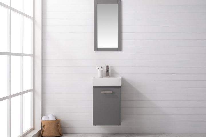 Stella 16.5" Single Sink Vanity with Porcelain Top - Design Element Bath Kitchen - Bathroom Vanity - Navy with Satin Gold Hardware