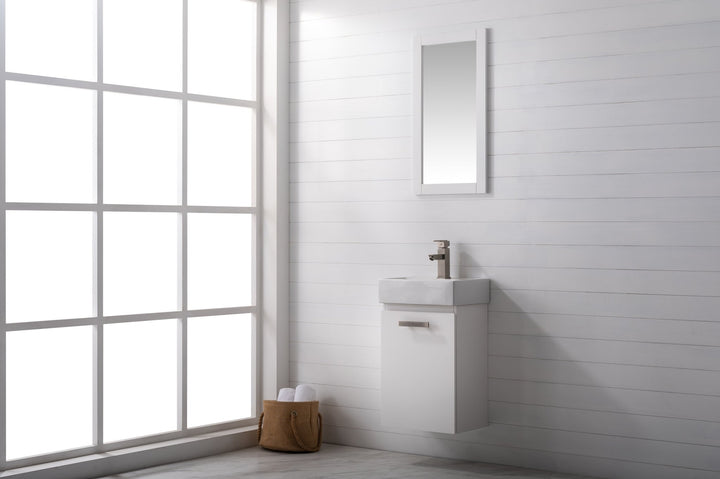 Stella 16.5" Single Sink Vanity with Porcelain Top - Design Element Bath Kitchen - Bathroom Vanity - Gray Oak with Silver Satin Hardware