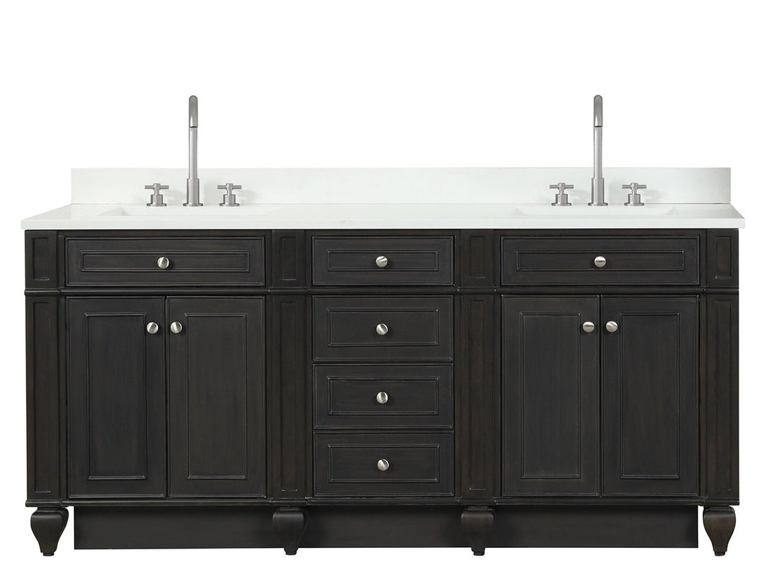 Winston 72" Double Sink Vanity with White Quartz Top - Design Element Bath Kitchen - Bathroom Vanity - Warm White