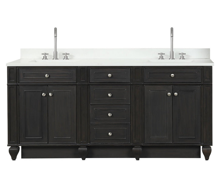 Winston 72" Double Sink Vanity with White Quartz Top - Design Element Bath Kitchen - Bathroom Vanity - Warm White
