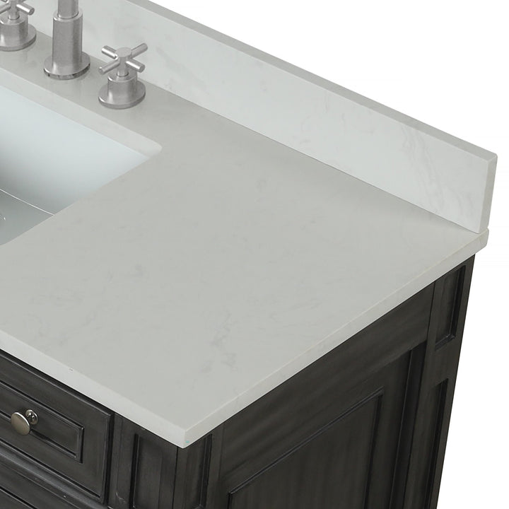 Winston 72" Double Sink Vanity with White Quartz Top - Design Element Bath Kitchen - Bathroom Vanity - Warm White