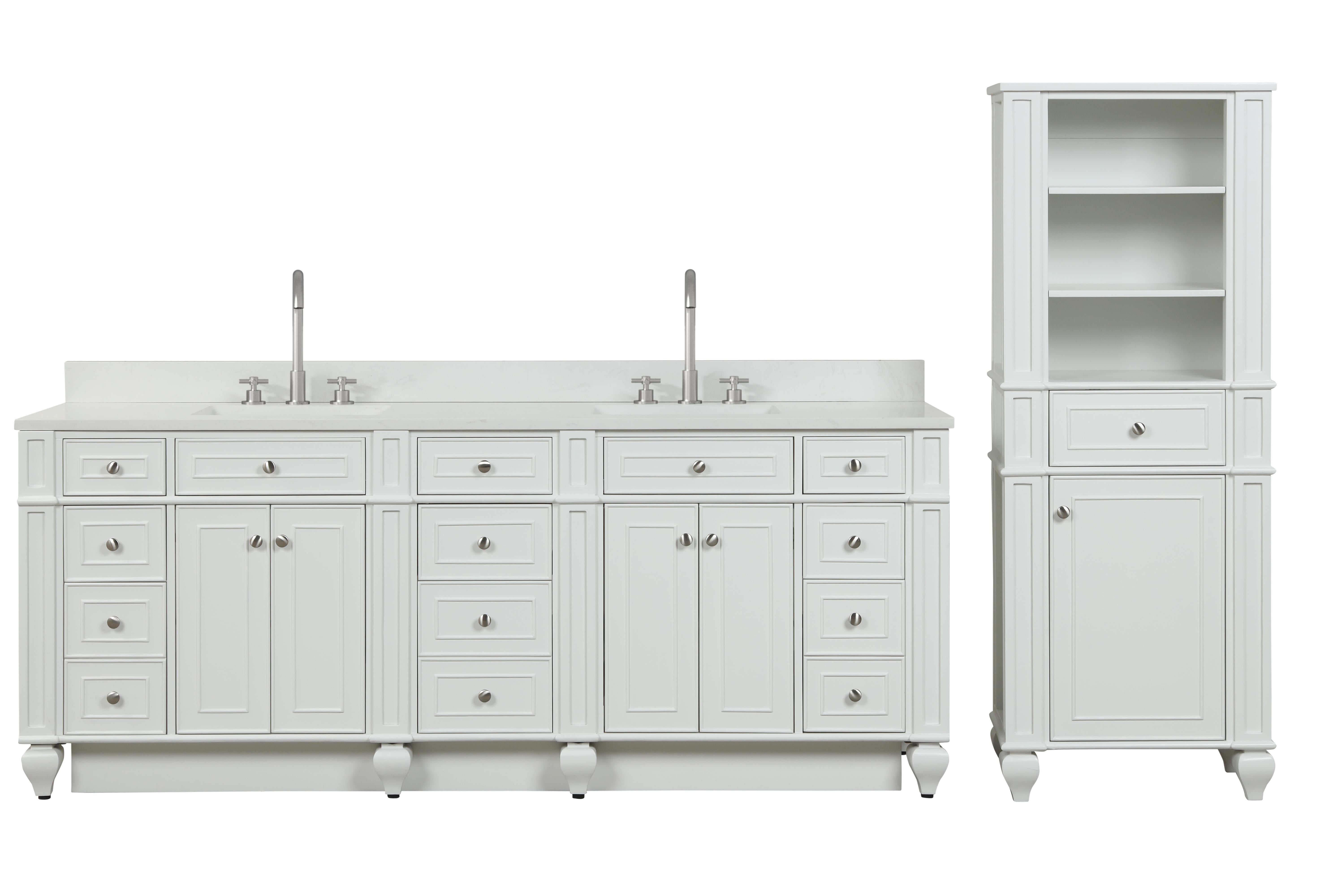 Winston 84" Double Sink Vanity with White Quartz Top