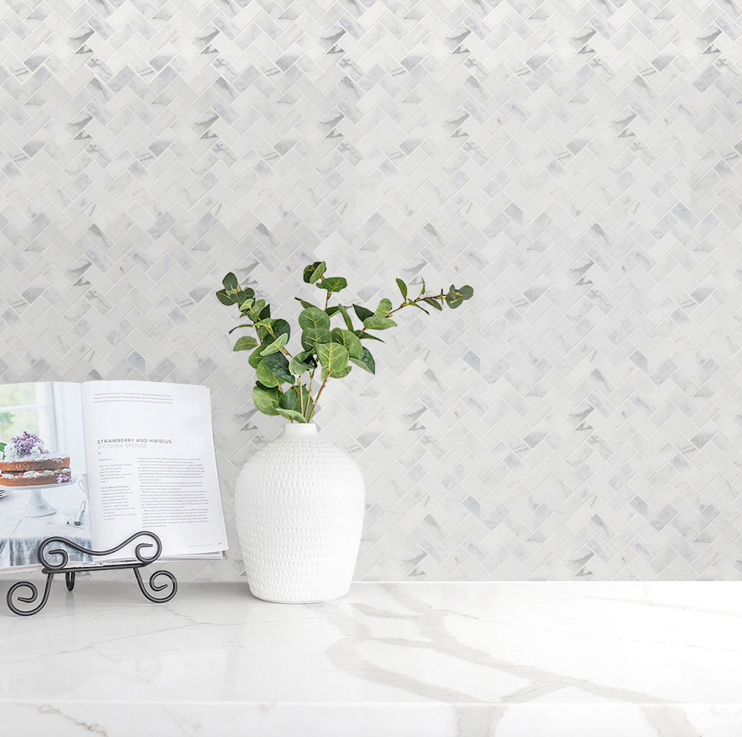 Herringbone 12x12 Marble Mosaic Wall Tile